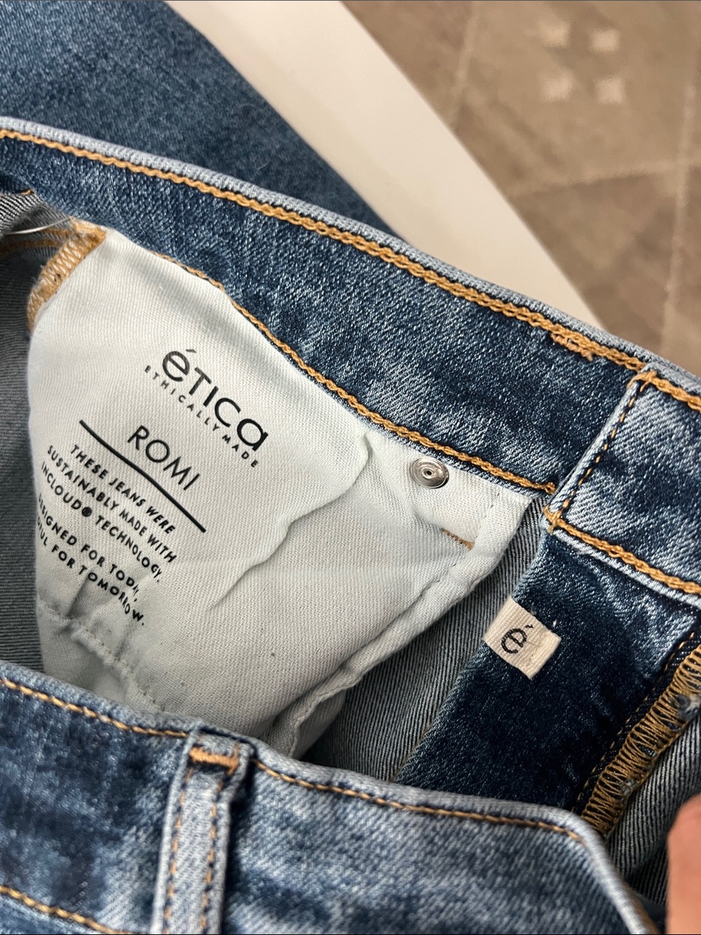ETICA ROMI Mid Rise Wide Leg Denim Jeans Medium Wash 28 - Picture 7 of 9